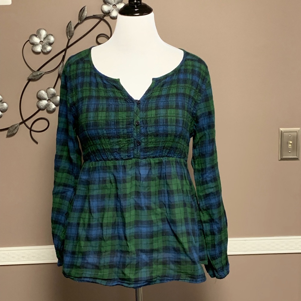 Smocked Pleasant Plaid Tartan Top Size 14/16